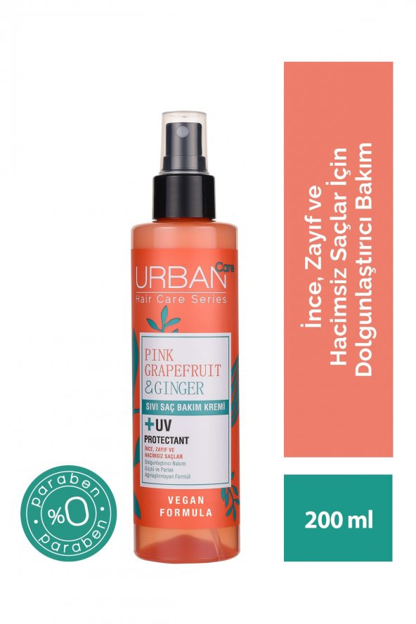 Urban Care URBAN Pink Grapefruit&ginger Ince Telli Saçlar Dolgunlaştırıcı Sıvı Saç Bakım Kremi-vegan-200ml