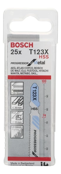 Bosch - Kademeli Artan Dişli Seri Metal İçin T 123 XF Dekupaj Testeresi Bıçağı - 25'Li Paket - 2