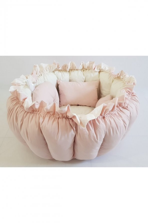 Açık Pudra Krem Yuvarlak Babynest Uyku ve Oyun Minderi - 3