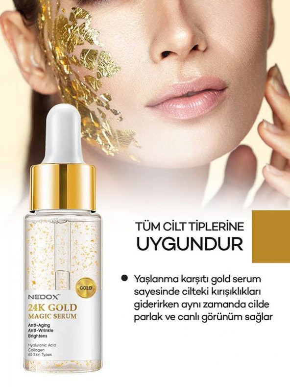 NEDOX Yaşlanma Ve Kırışıklık Karşıtı Anti Aging 24k Gold Serum 30 ml - 4