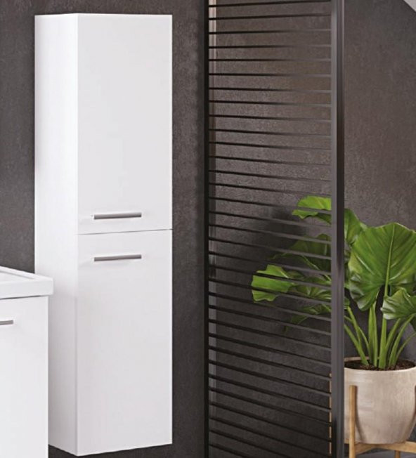 Denko Terra 65 cm MDF Beyaz Banyo Dolabı Takımı ve Boy Dolabı - 3