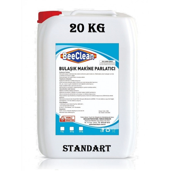 BeeClean 20 Kg Sanayi Tipi Endüstriyel Makine Bulaşık Yıkama Parlatma & Parlatıcı & Parlatıcısı STANDART