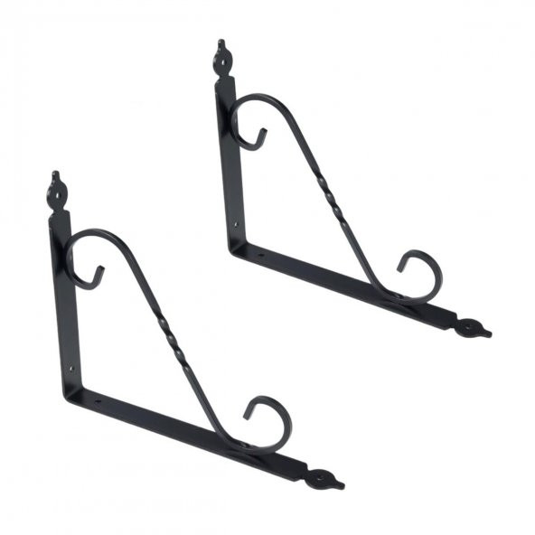 24 Adet Ferforje 16 x 20 cm Dekoratif Raf Altı Ayağı Konsol Siyah - 3