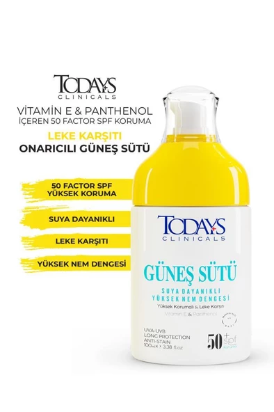 TODAYS CLİNİCALS Güneş Sütü 50 + Spf Yüksek Koruma Leke Karşıtı + Vitamin E & Panthenol - 2