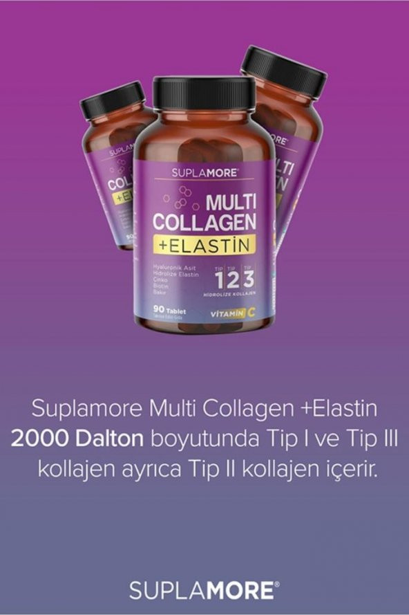 Suplamore Multi Collagen & Elastin Tip1 Tip2 Tip3 Hidrolize Kolajen 90 Tablet - 4