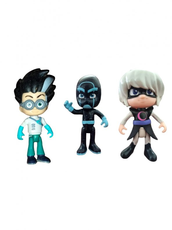 Pijamaskeliler 3lü Set Romeo, Aykız, Gece Ninjası Figür Oyuncak Pjmask - 6