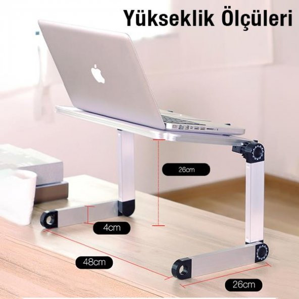 Polham Yükseklik Ayarlı Katlanabilir Soğutucu Fanlı Notebook Standı, 48CM Laptop Standı, Alüminyum - 3