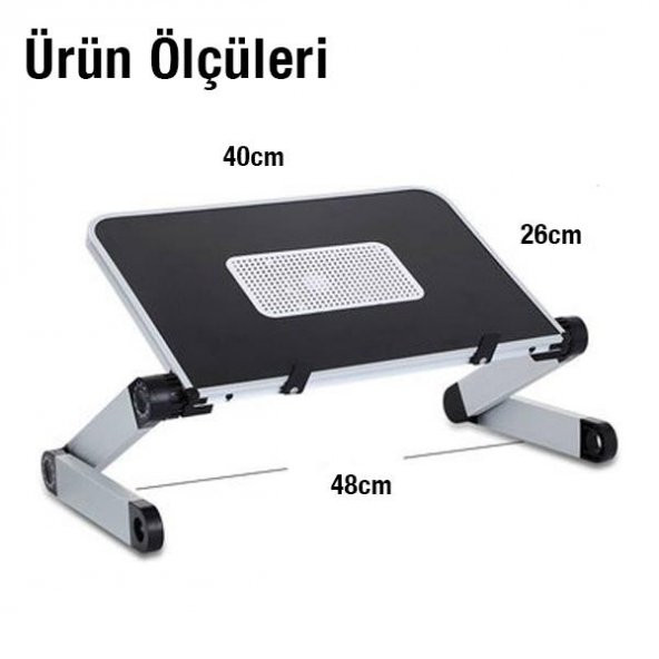 Polham Yükseklik Ayarlı Katlanabilir Soğutucu Fanlı Notebook Standı, 48CM Laptop Standı, Alüminyum - 5
