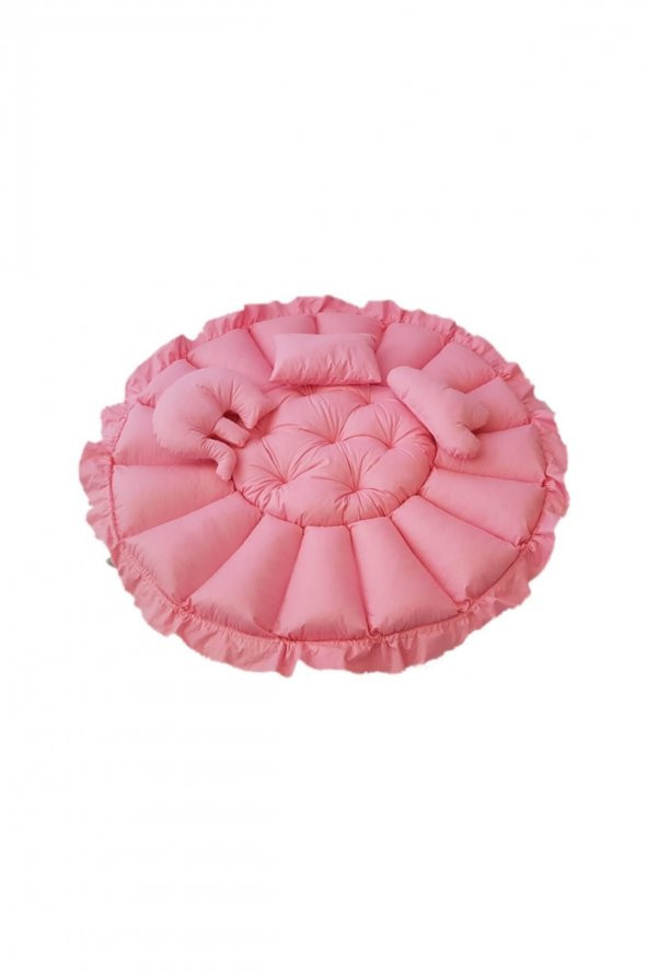 Pembe Bulut Pembe Yuvarlak Uyku Ve Oyun Minderi - 3