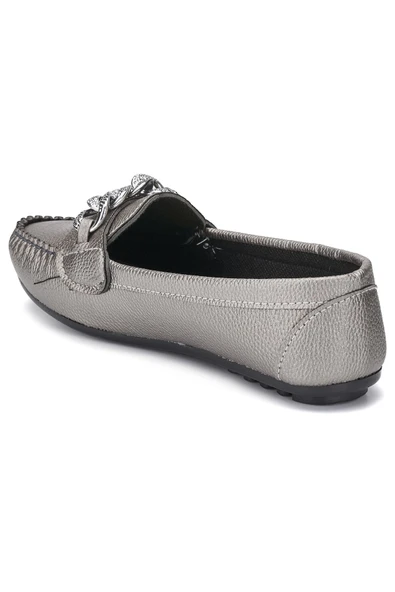 Nstil Günlük Kadın Hafif Babet Tokalı Zincirli Suni Deri Yürüyüş Rahat Esnek Anne Ayakkabısı 1003 - 9