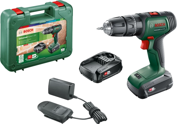 Bosch UniversalImpact 18 Çift Akülü Darbeli Delme Vidalama Makinesi (2 x 1,5Ah)