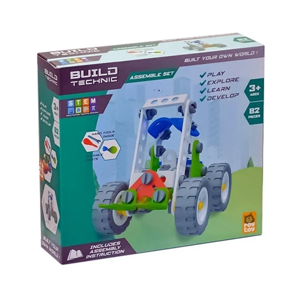 Build Technic Set, 82 Parça Tak-Sök Forklift Block Yapı Seti - 3