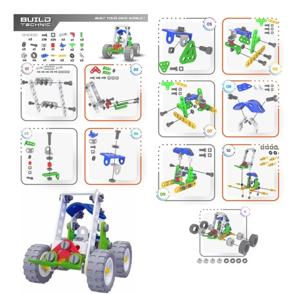 Build Technic Set, 82 Parça Tak-Sök Forklift Block Yapı Seti - 4