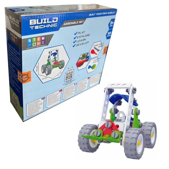 Build Technic Set, 82 Parça Tak-Sök Forklift Block Yapı Seti - 5