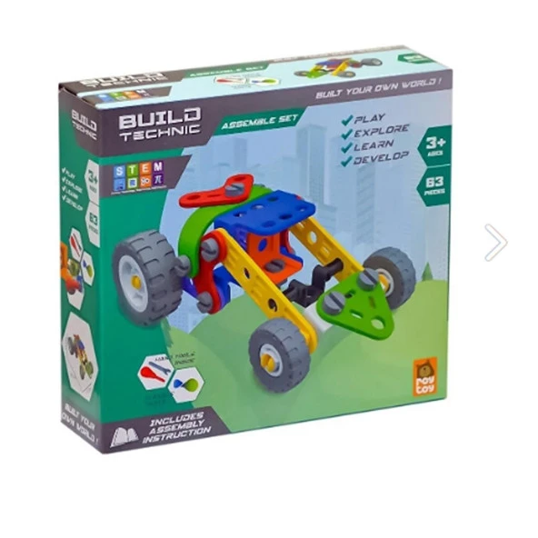 Build Technic Set, 63 Parça Tak-Sök Ralli Arabası Block Yapı Seti - 3