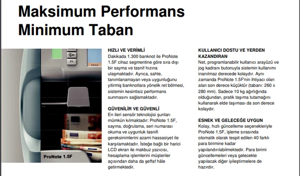 Giesecke+Devrient ProNote 1.5F Fitness Banknot Sayma Makinesi, 40 Ülke Para Birimi Sayar - 4