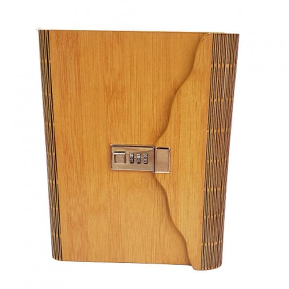 Ahşap Kapaklı Büyük Boy Şifreli Defter Günlük Defter Hediyelik - 4
