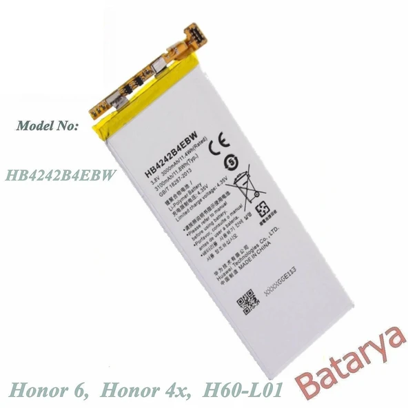 Huawei Honor 6 Honor 4X H60-L01 Batarya HB4242B4EBW Uyumlu Yedek  Batarya