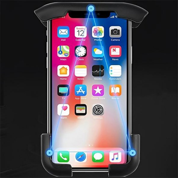 Polham Motosiklet,Bisiklet ve Scooter İçin Aynaya Takılan Telefon Tutucu,Kilit Sistemli Telefon Tutucu - 3