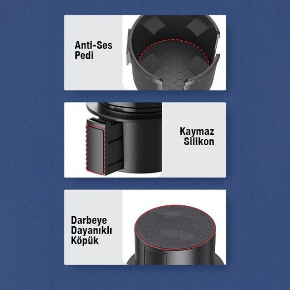 Coofbe Ayarlanabilir Döndürülebilir 2in1 Araç Bardak Tutucu Ve Araç Telefon Tutucu Tüm Araçlara Uyumlu - 6