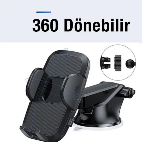 Coofbe 360 Derece Teleskopik Vantuzlu Cama Yapışan Ve Torpido Üstü Telefon Tutucu Araç Tutucu - 5