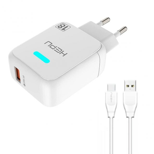 HEPU HP618T QC3.0 18W Seyahat Şarj Aleti USB-Type-C Kablo Set - 9