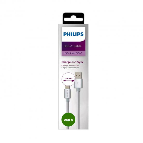 Philips 2023BY3A 3A 60W UsbA to Type-C 1.2 Metre Hızlı Şarj ve Data Kablosu Beyaz - 3