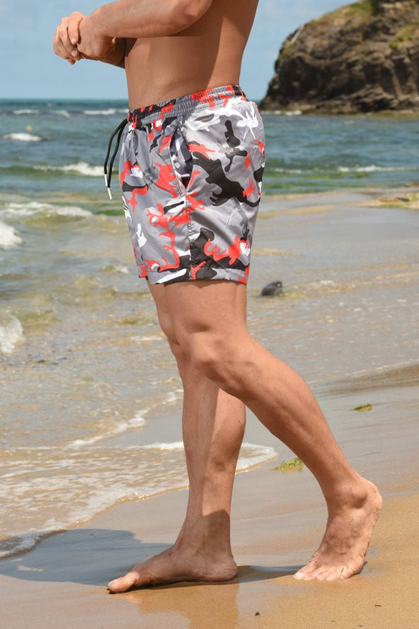 Hızlı Kuruyan Midi Boy Kamuflaj Baskılı Deniz Şortu - Resim 11