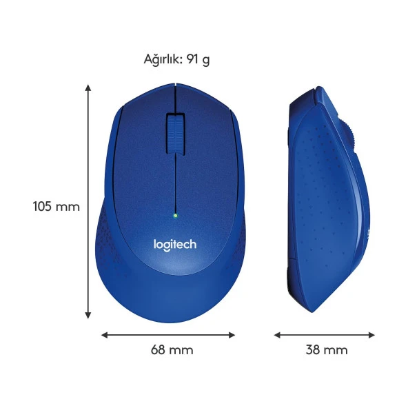 Logitech Silent Sessiz Plus Kablosuz Mavi Kablosuz Mouse - Resim 8