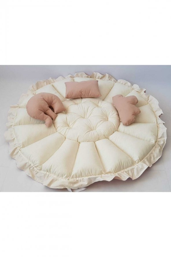 Babynest-uyku Ve Oyun Minderi Pamuk Kumaş kahve krem - 2
