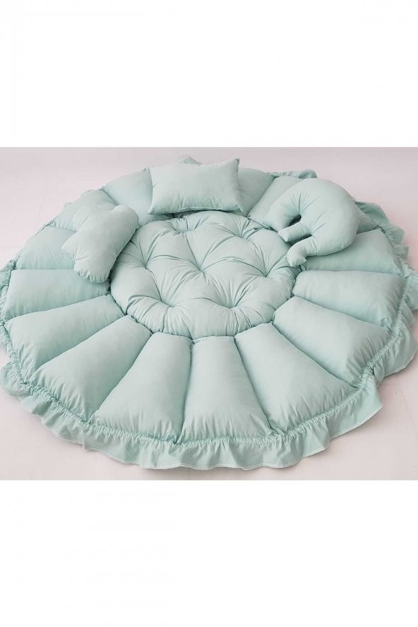 Babynest-uyku Ve Oyun Minderi Pamuk Kumaş yeşil - 3