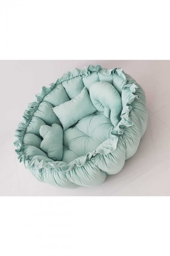 Babynest-uyku Ve Oyun Minderi Pamuk Kumaş yeşil - 4