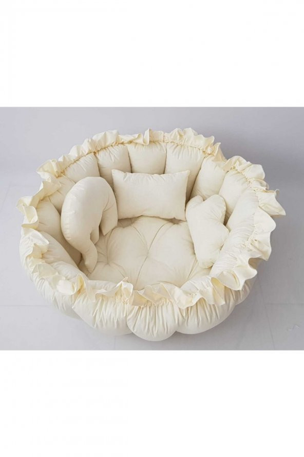 Babynest-uyku Ve Oyun Minderi Pamuk Kumaş krem - 3