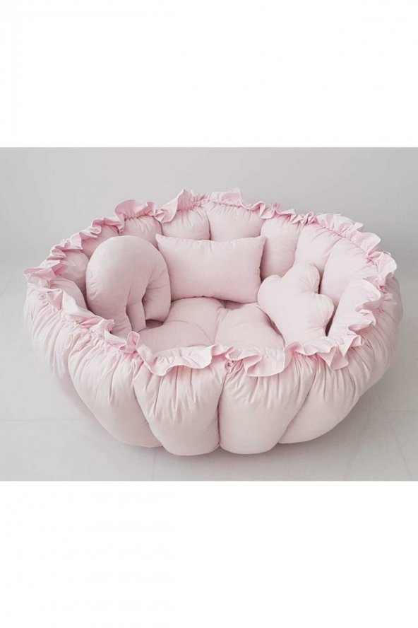 Babynest-uyku Ve Oyun Minderi Pamuk Kumaş pembe toz - 2