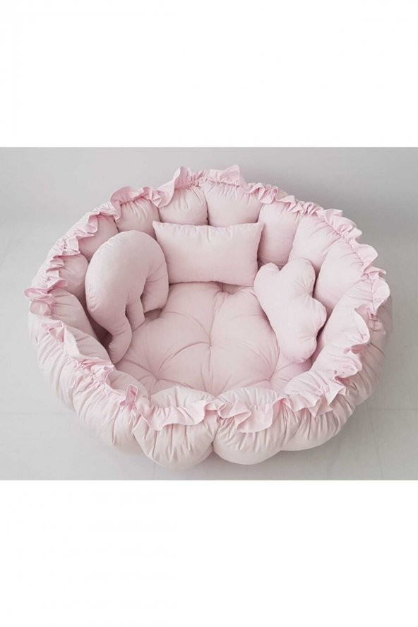 Babynest-uyku Ve Oyun Minderi Pamuk Kumaş pembe toz - 3