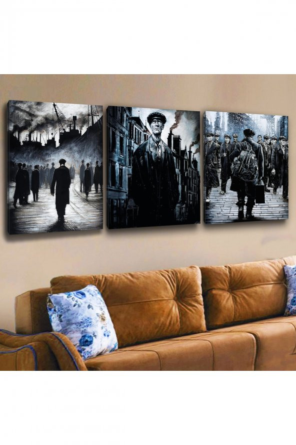 3LÜ KANVAS 35 X 50 CM  SANAYİ DEVRİMİ FRANSA TABLOSU