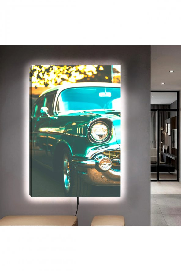 LEDLİ 90X60 KLASİK ARABA KANVAS TABLO