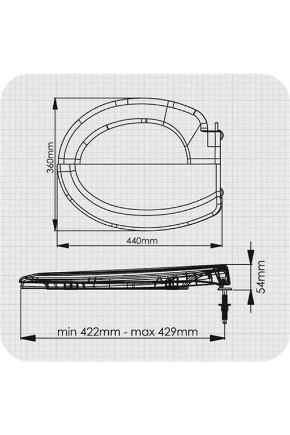 Rona Mavi Tisa ThermoPlast Standart Klozet Kapağı (Üstten Monte) - 4