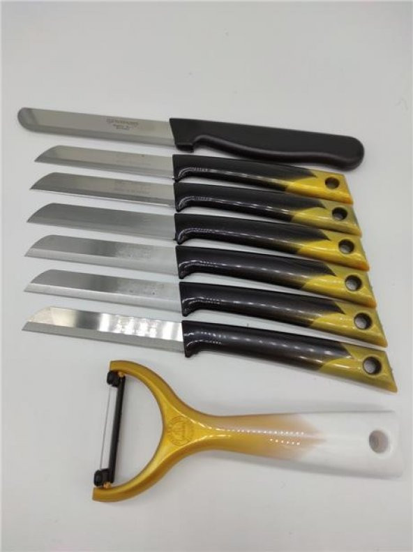 Solingen Siyah-Altın 8 Parça Mutfak Bıçak Seti Meyve Bıçağı Dilimleme Soyma Bıçağı Mutfak Bıçak Seti