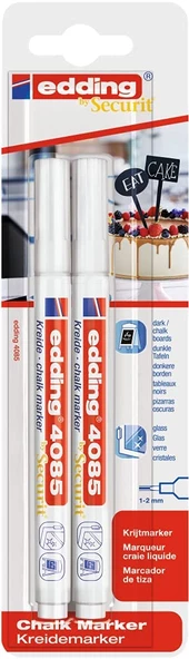 Edding 4085 Chalk Marker 1-2mm Tebeşir Kalemi Beyaz 2'li Blisterli Set