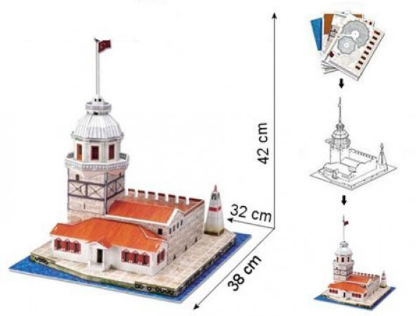 istanbul kız kulesi maketi 3d puzzle 3 boyutlu yapboz - 3