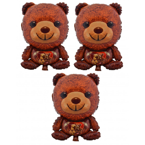 Teddy Bear 3 Adet Büyük Boy 40cmx60cm Folyo Balon Helyum No15