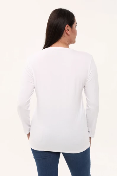 Kadın Büyük Beden Bisiklet Yaka Mevsimlik Viskon Penye Body - 9
