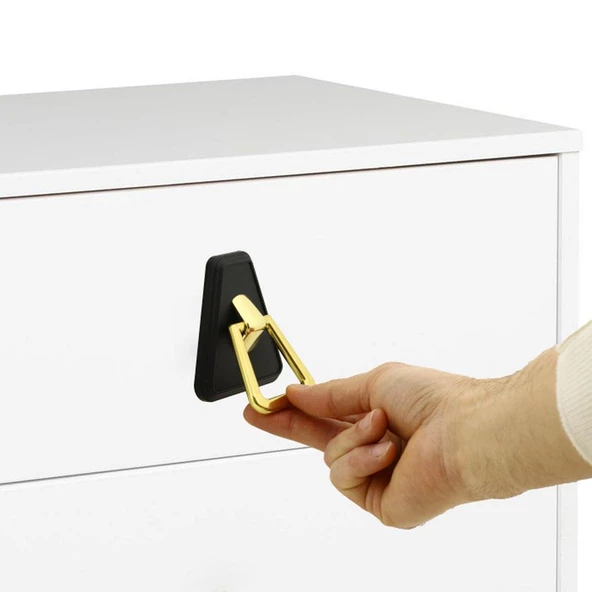 Piramit Kulp Mobilya Mutfak Çekmece Dolap Dolabı Kapak Kulpu Kulpları Kulbu Plastik Siyah Gold 48 Mm - 2