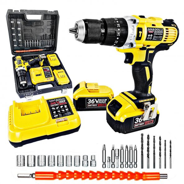 Anadolu Strong ANS1054S Profesyonel Darbeli Akülü Matkap Çift Akülü Metal Mandren