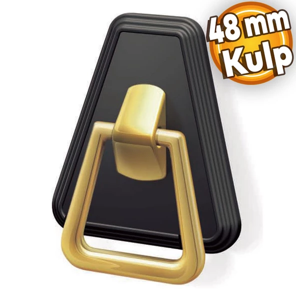 Piramit Kulp Mobilya Mutfak Çekmece Dolap Dolabı Kapak Kulpu Kulpları Kulbu Plastik Siyah Gold 48 Mm