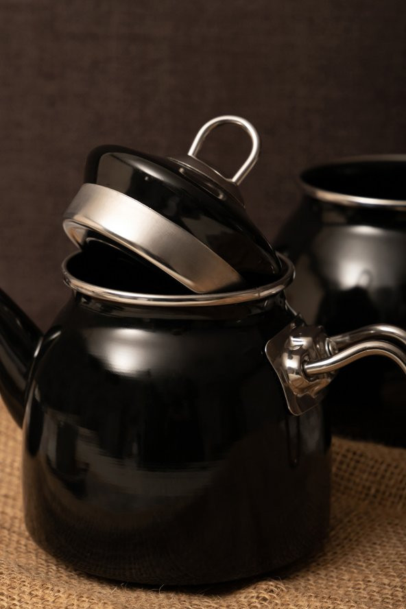 MaxxHome Emaye Çaydanlık Takımı Aile Boy - Siyah - 2