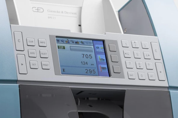 Giesecke+Devrient BPS C1 Profesyonel Banknot Sayma ve Tanıma Makinesi, 10 Ülke Para Birimi, Çek Okuma - 7