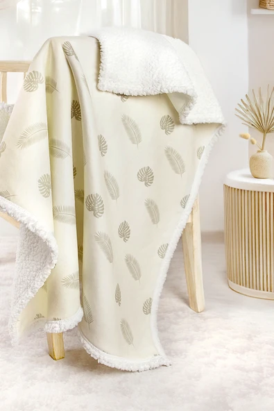 Fluffy Bebek Battaniyesi 80x100 Cm Melis Kundak Puset Çift Taraflı Koyun Tüyü Battaniye 100x80 - 6