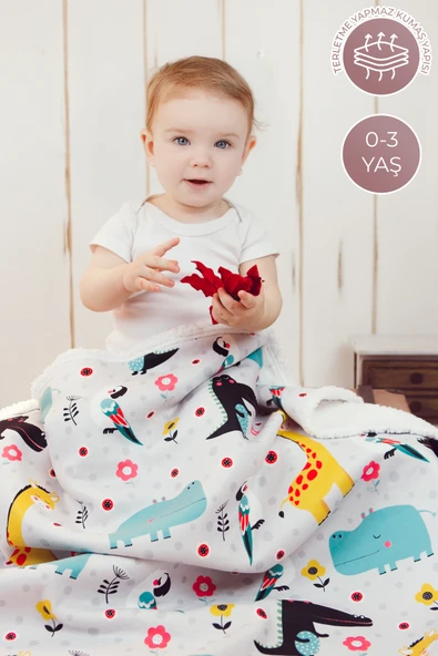 Fluffy Bebek Battaniyesi 80x100 Cm Animal Kundak Puset Çift Taraflı Koyun Tüyü Battaniye 100x80 - 4